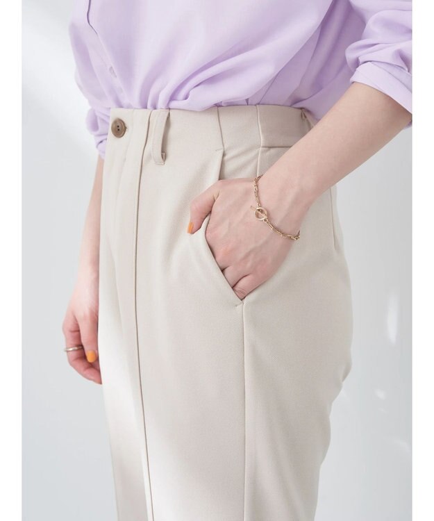 earth music&ecology カットツイルスリットセミフレアパンツ Beige