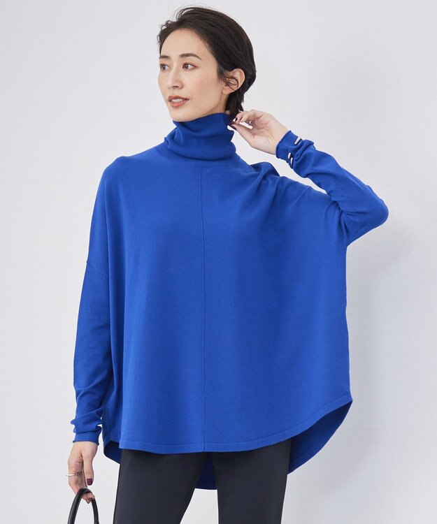 ICB L 【洗える】 ヴィスコースワイド タートルネックプルオーバー  ロイヤルブルー系