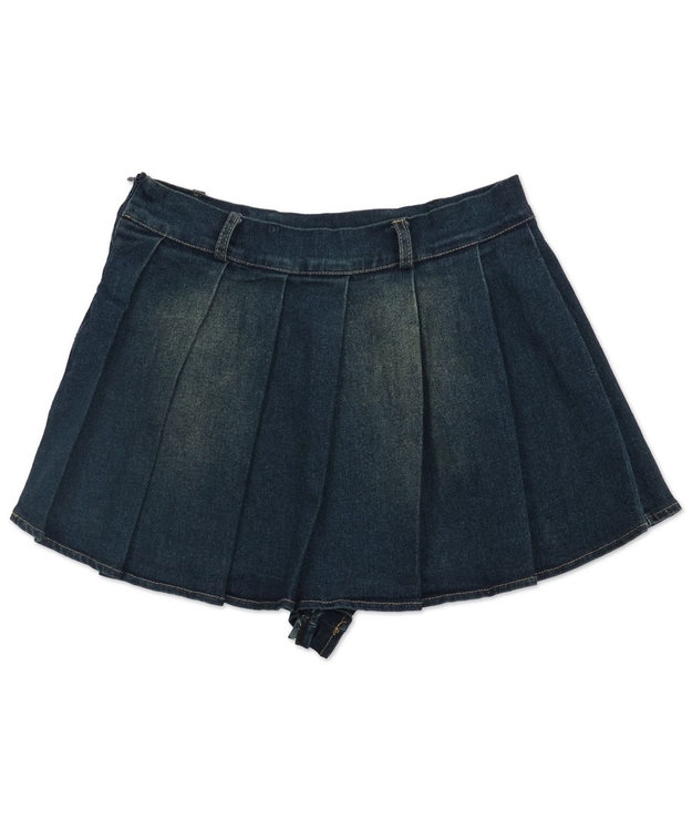 WEGO プリーツブラストミニスカパン デニム中濃色