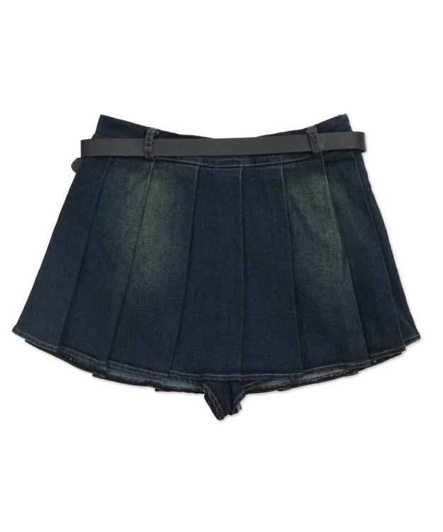 WEGO プリーツブラストミニスカパン デニム中濃色