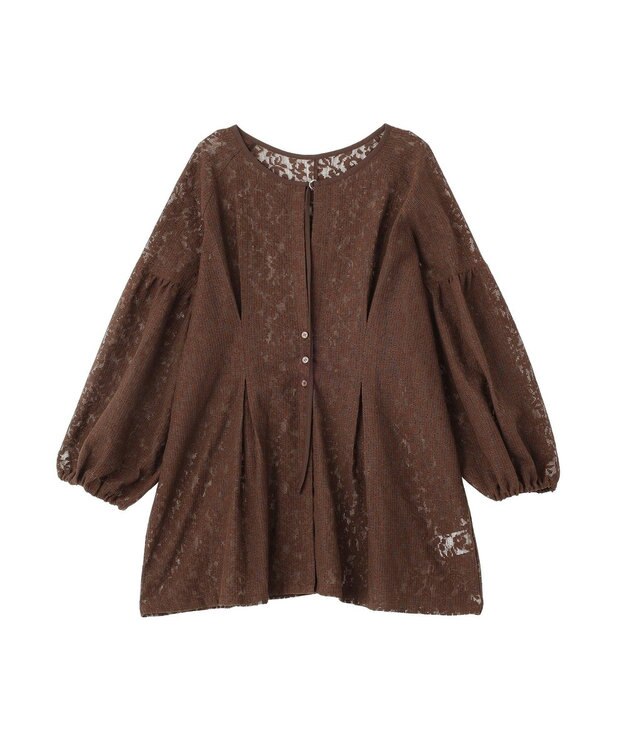 Green Parks メッシュレースタック入りプルオーバー Brown