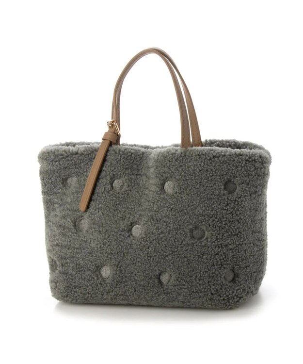 UNBILLION cachecache ドット刺繍ボアミニトートバッグ グリーン