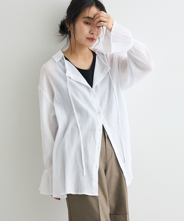 CRAFT STANDARD BOUTIQUE 衿ギャザーシャツブラウス White