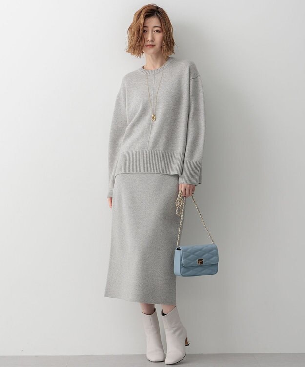 23区 【洗える】カシミヤブレンド クルーネック ニット ライトグレー系