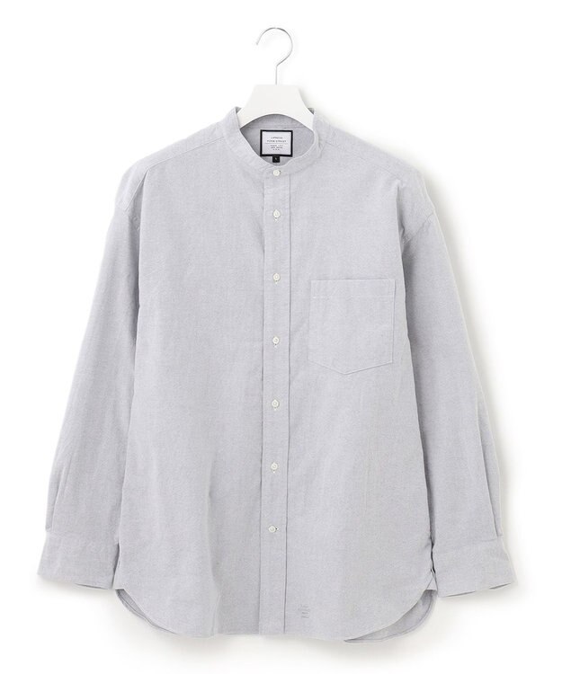 J.PRESS YORK STREET 【UNISEX】起毛オックスフォードシャツ/バンドカラー ライトグレー系
