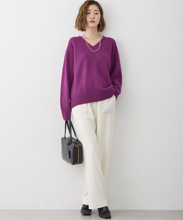 23区 【見上愛さんコラボカラー/VERY掲載】カシミヤブレンド Vネック ニット [見上愛さんコラボカラー]パープル系