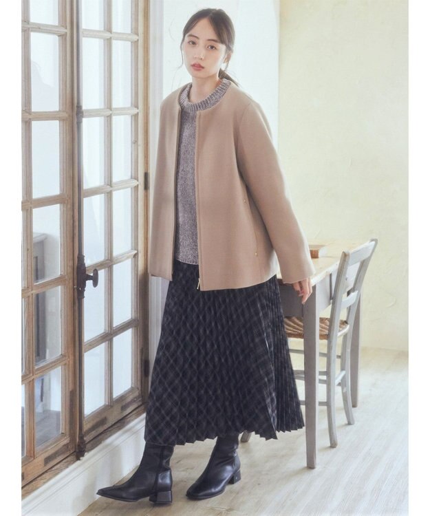 earth music&ecology すきな丈プリーツスカート Check Black