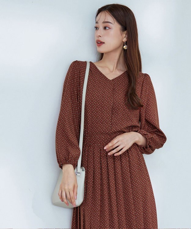 Tiaclasse 【洗える・新色追加】パフスリーブプリーツワンピース テラコッタ