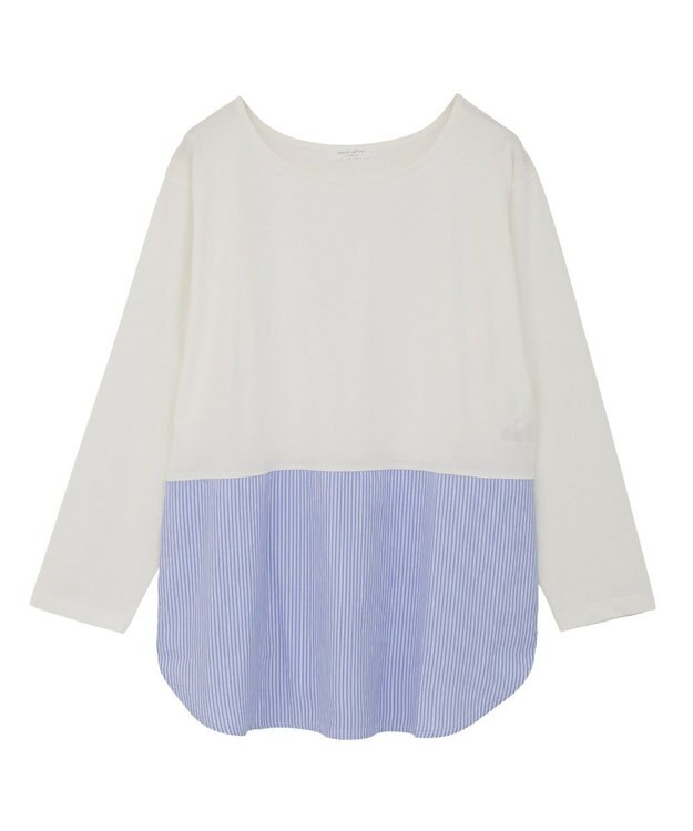 Green Parks 裾ドッキングホワイトインナー Stripe Blue