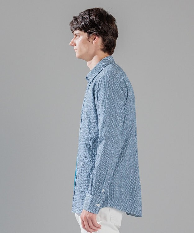 JOSEPH HOMME トライジャガード ストライプ ストレッチ    レギュラーカラーシャツ ダルブルー系1