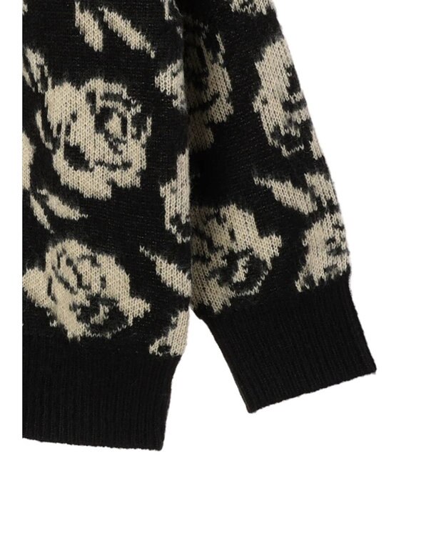 Green Parks ・ＳＵＧＡＲ　ＳＰＯＯＮ　フラワーシャギーカーディガン Black