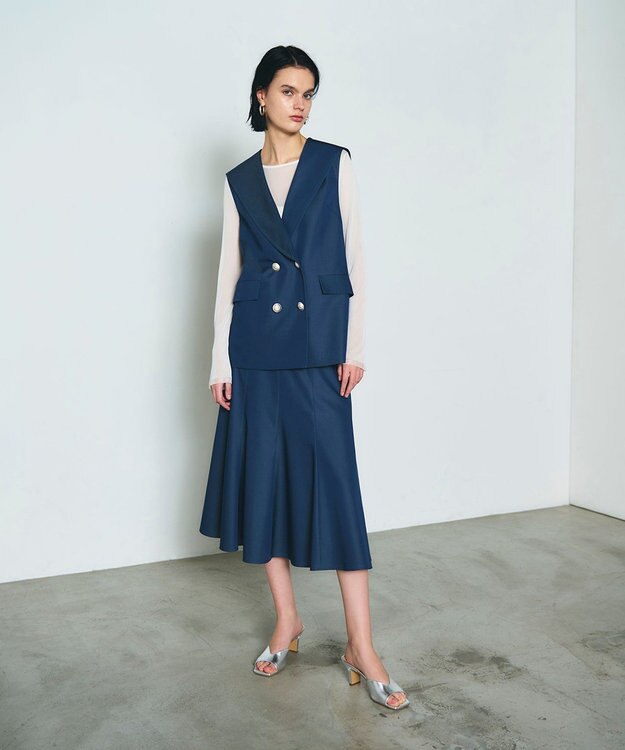 GRACE CONTINENTAL サテンマーメイドスカート ネイビー