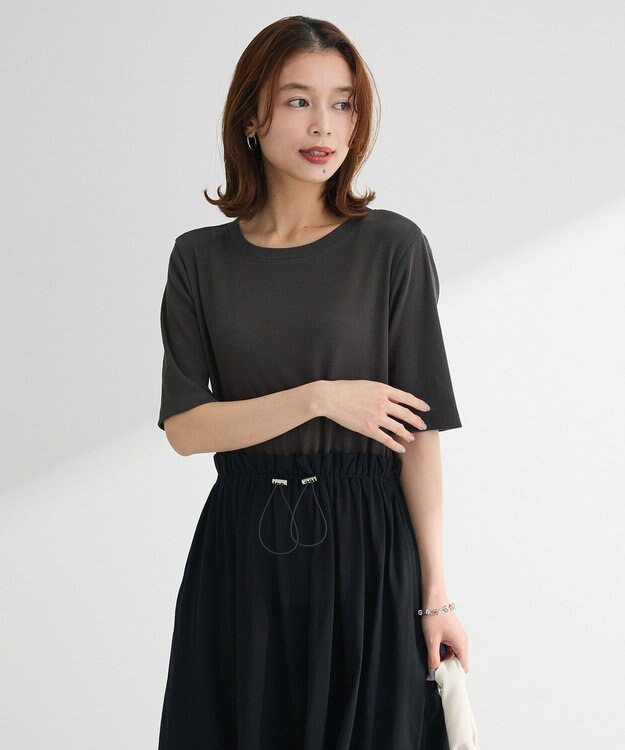 Green Parks ・ＳＵＧＡＲ　ＳＰＯＯＮ半袖リブドッキングワンヒ Charcoal Gray