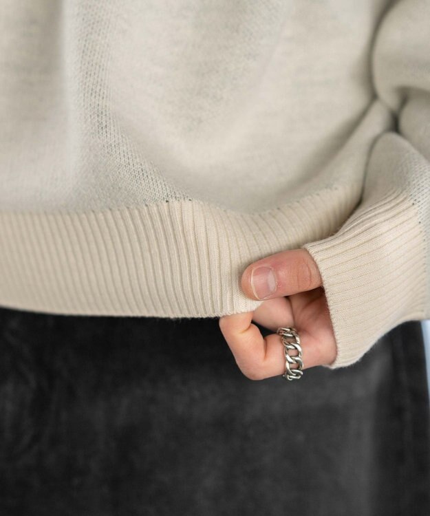 WEGO スプレーグラフィックニットプルオーバー オフホワイト