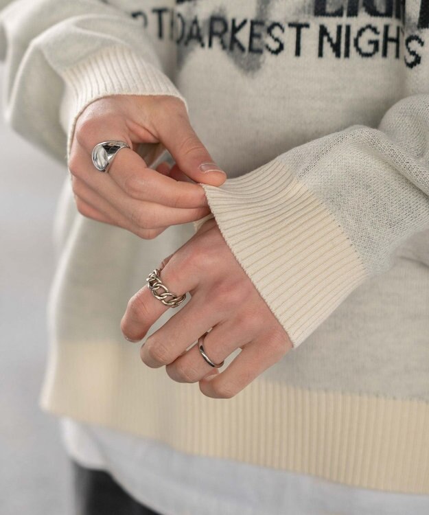 WEGO スプレーグラフィックニットプルオーバー オフホワイト