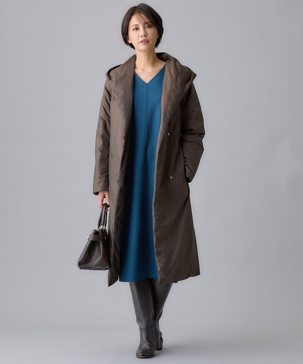 自由区 ADSシャンブレータフタ ダウンコート ダークブラウン系