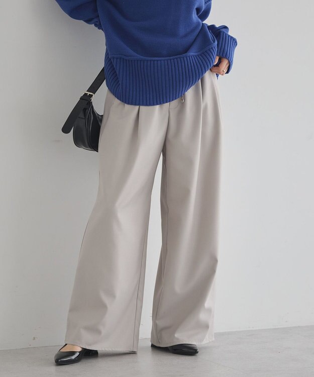 earth music&ecology ゆるとろパンツ Gray Beige