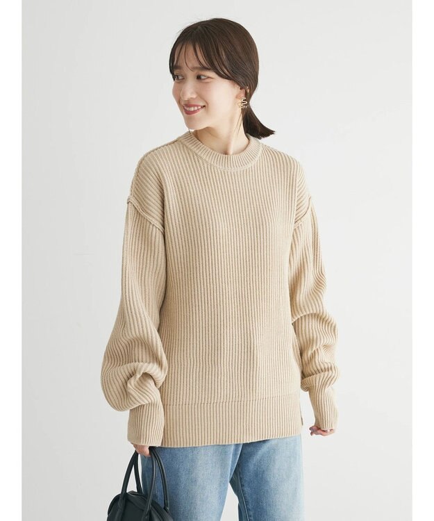 Green Parks 洗える　アゼ編みニットプルオーバー Beige