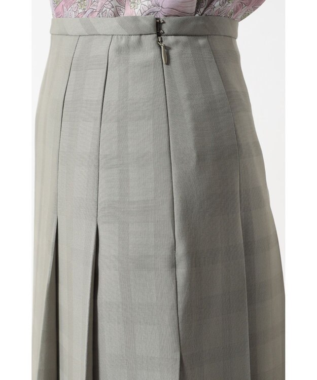 DAKS ビッグシャドーチェック セミフレアプリーツスカート カーキ