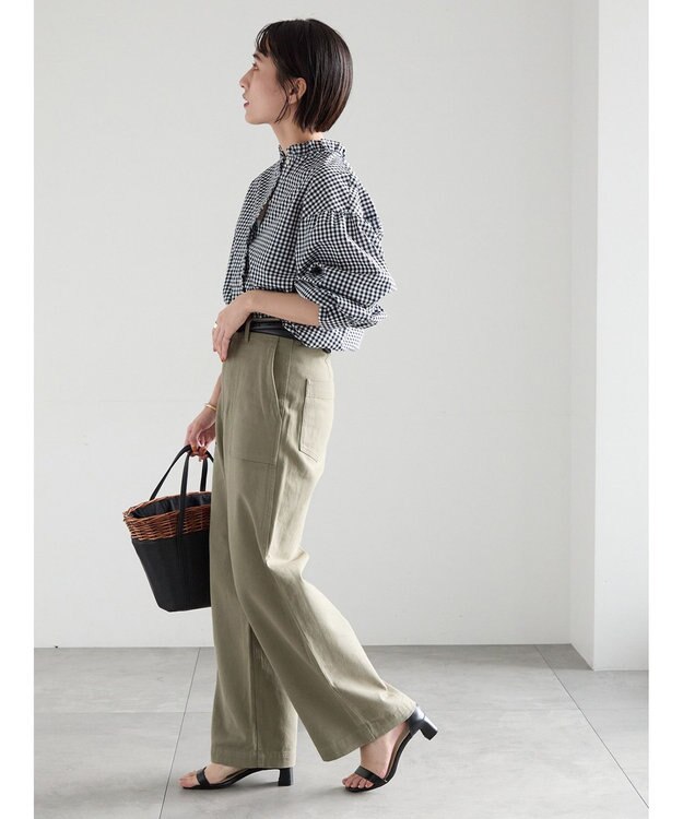 Te chichi パターンアソートスタンドフリルブラウス ブラック