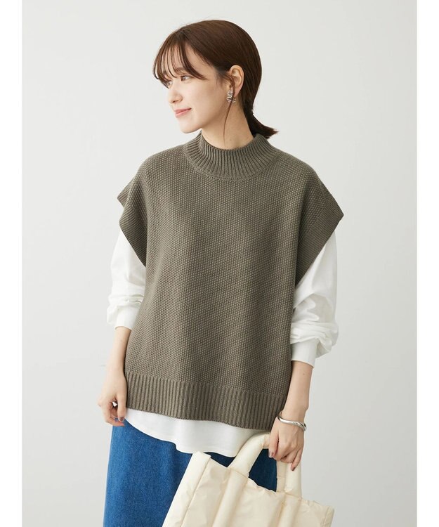 Green Parks ＳＥＴ２点モックネックカノコベスト＋ロンＴＥＥ Gray