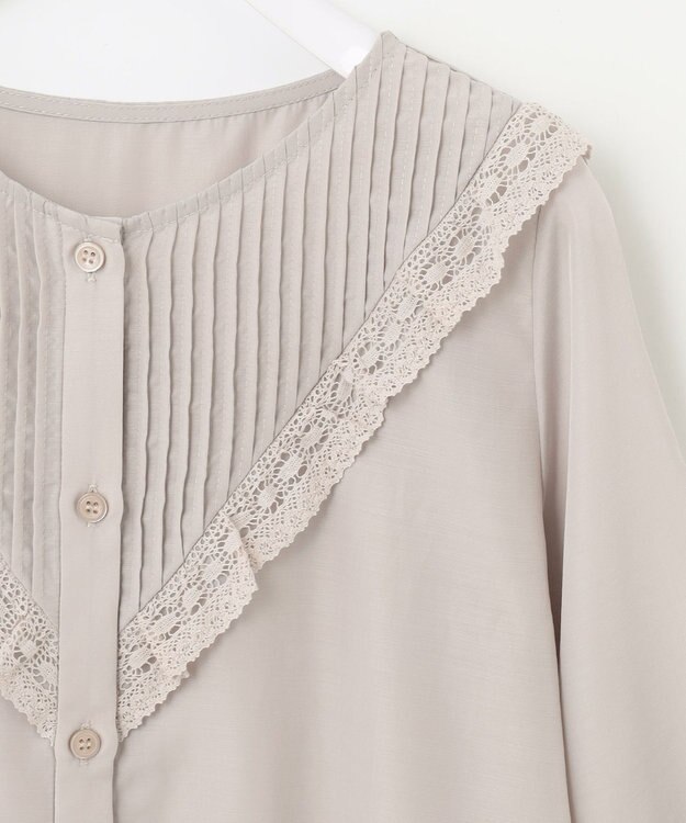 ANY SIS 【洗える】レースフリル ブラウス ローズグレー