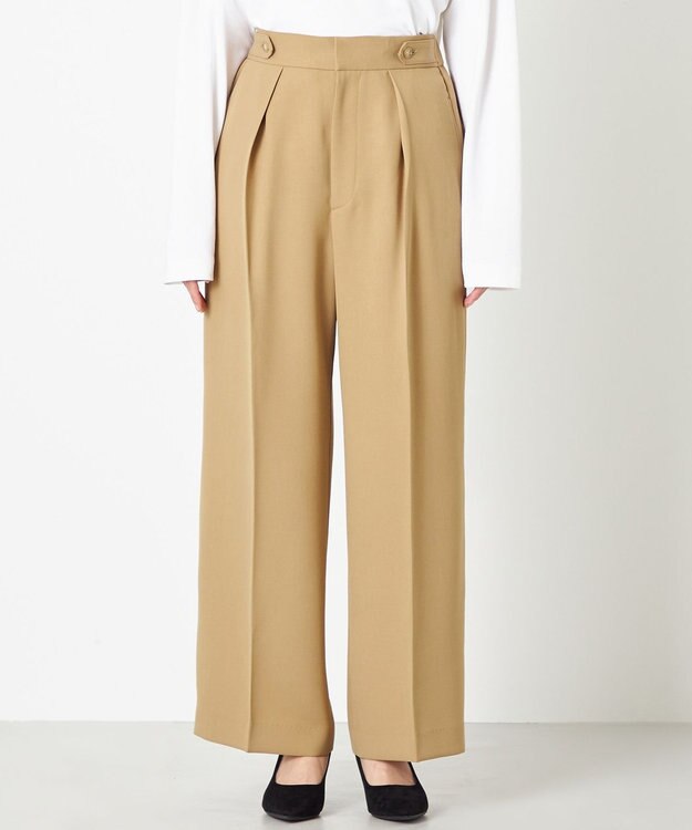 NAVE 【ReNAVE】ウォッシャブルツイル ワイドタックパンツ キャメル系