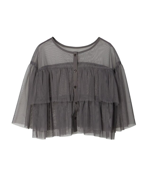 Green Parks ・ＳＵＧＡＲ　ＳＰＯＯＮ　チュールティアードブラウス Charcoal Gray