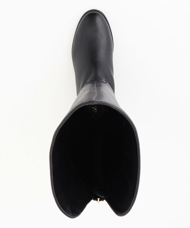 組曲 ワイドシャフト レザーロングブーツ ブラック系