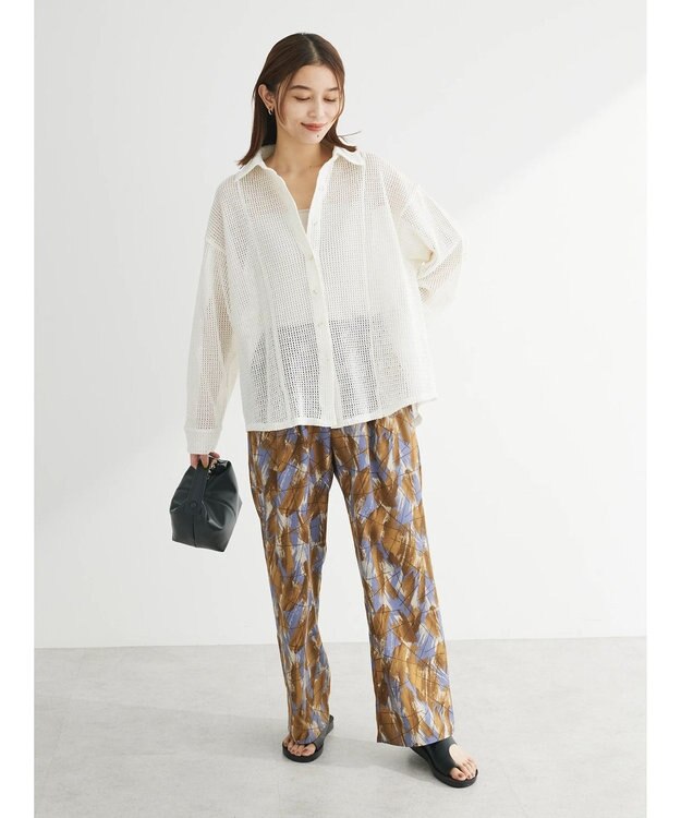 Green Parks カットレースシャツチュニック Off White