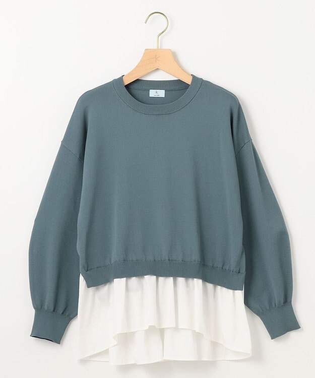 組曲 ストレッチクリアドッキング ニットプルオーバー チャコールブルー系