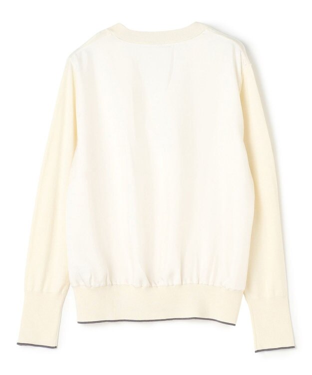 BEIGE， CHLOR / ウールシルクツイルドッキングVネックニット Ecru