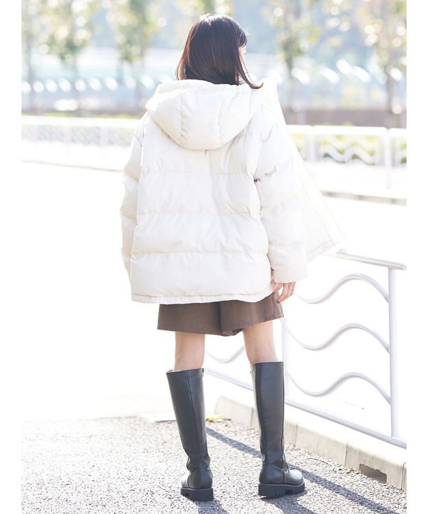 earth music&ecology フーディー中綿ブルゾン Ivory