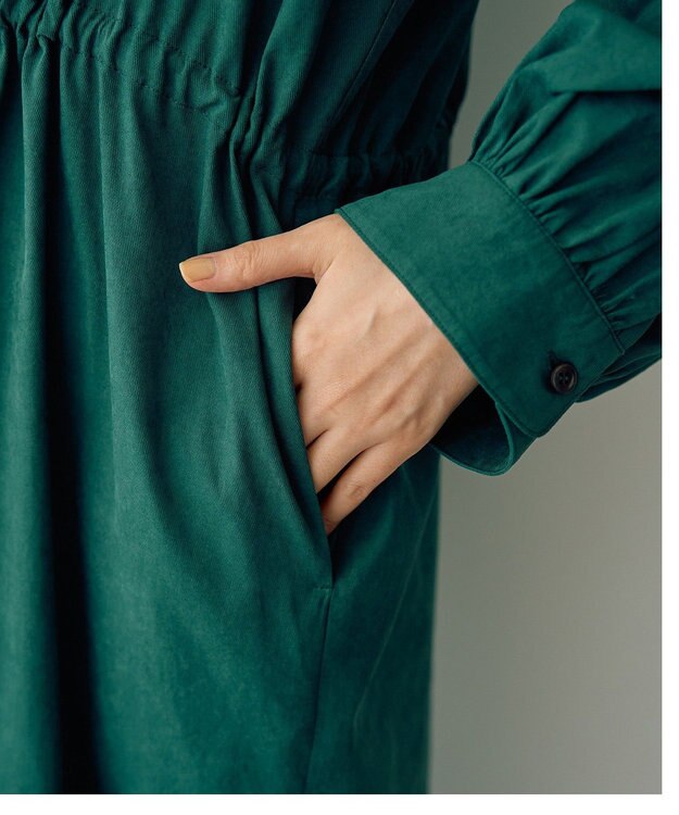 YECCA VECCA 【UVカット】2way袖バルーンワンピース Dark Green