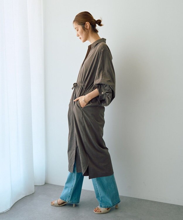 YECCA VECCA 【UVカット】2way袖バルーンワンピース Charcoal Gray