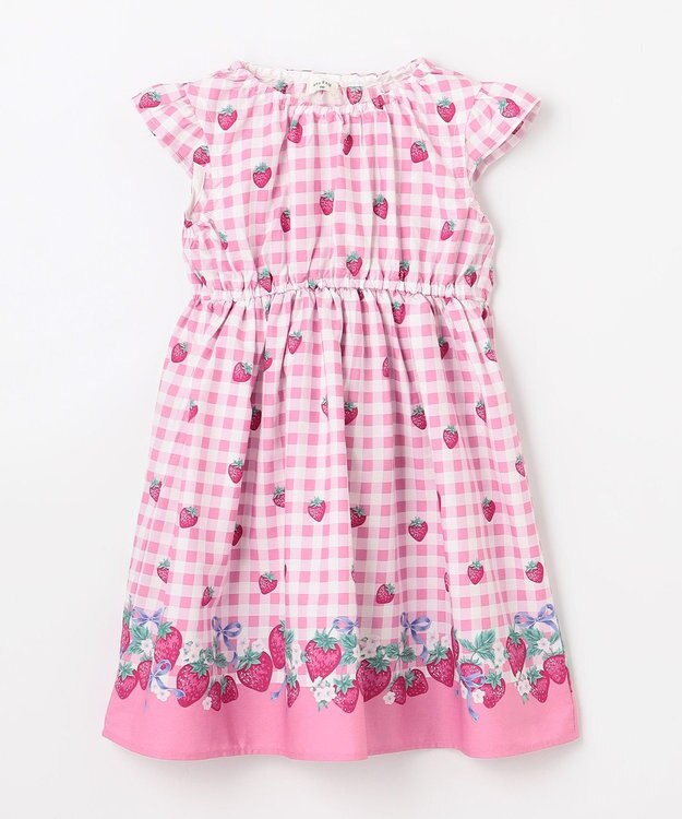 ANY KIDS 総柄 サマーワンピース ピンク×イチゴ