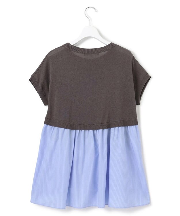 23区 L 【洗える】レイヤードデザイン ニット ブラウン×サックスストライプ