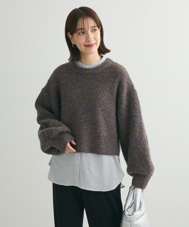 Green Parks ・ＥＬＥＮＣＡＲＥ　ＤＵＥ　ミックスシャギーニット Brown