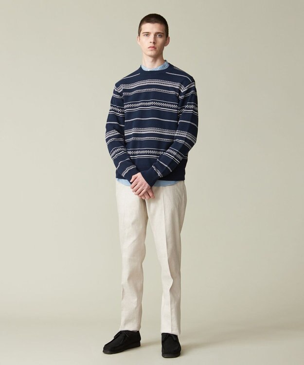 J.PRESS MEN ドライコットン フェアアイルニット ネイビー系1