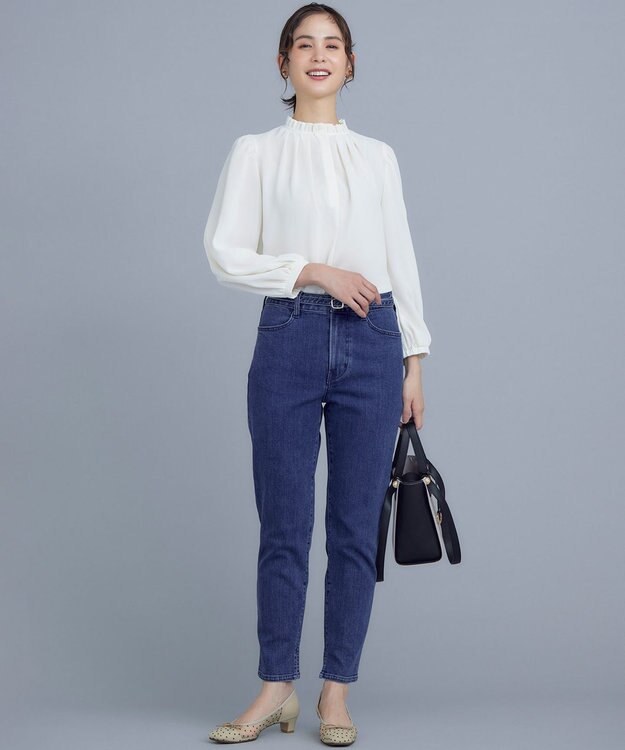 組曲 【WEB限定】ライトデシン フリル襟ブラウス アイボリー系