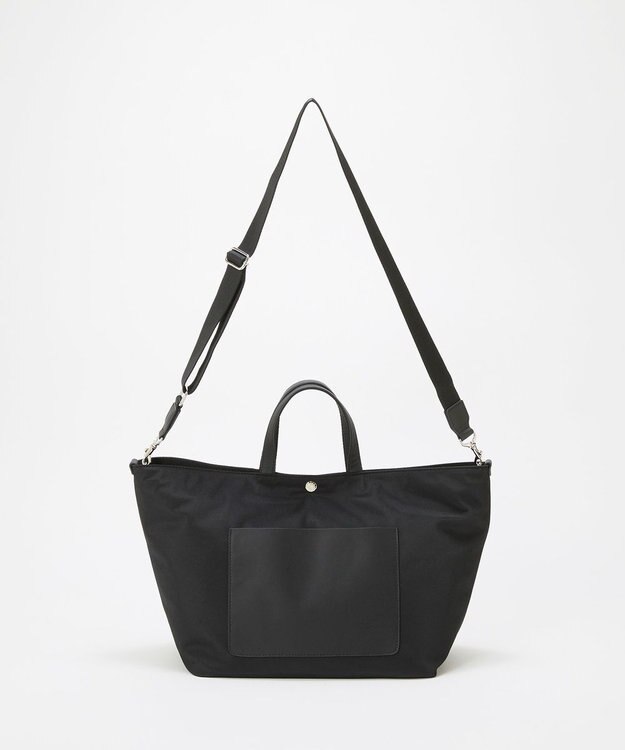 TOPKAPI 【Breath TOPKAPI sis】【WEB限定】ナイロン レザーポケット トートバッグ ショルダー付き A4 / 軽量 / CALM カーム ブラック