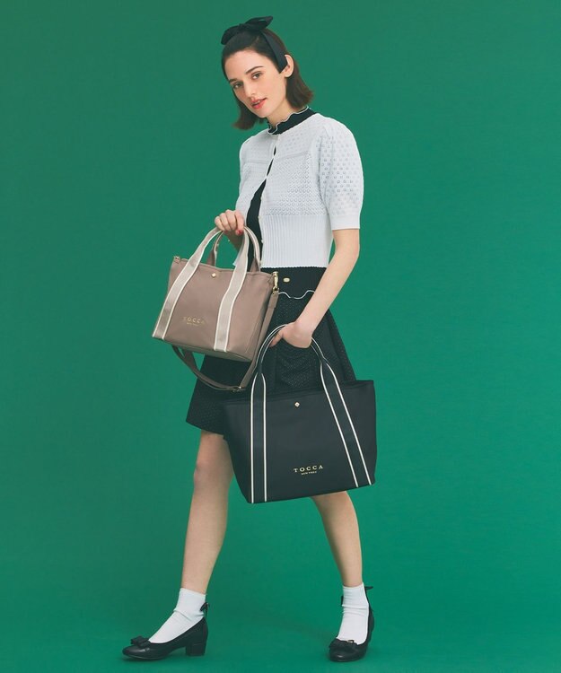 TOCCA BICOLOR RIBBON NYLON M トートバッグ M ベージュ系