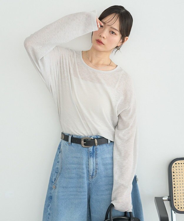 earth music&ecology シアーワッフルプルオーバー Gray