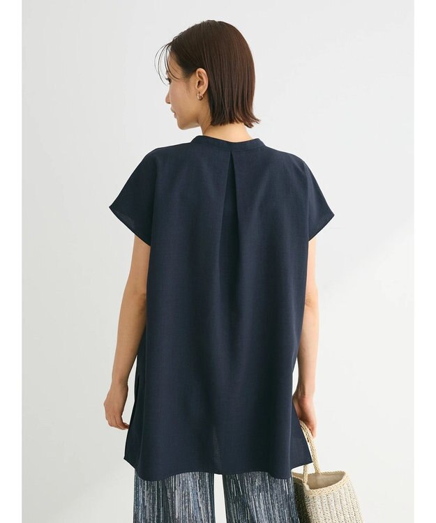 Green Parks 接触冷感　比翼ボタンチュニック Navy