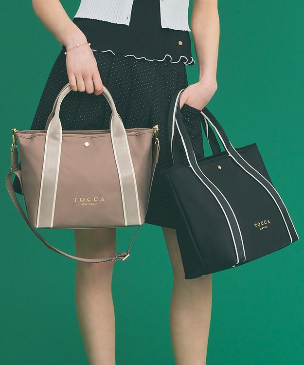 TOCCA BICOLOR RIBBON NYLON M トートバッグ M ベージュ系