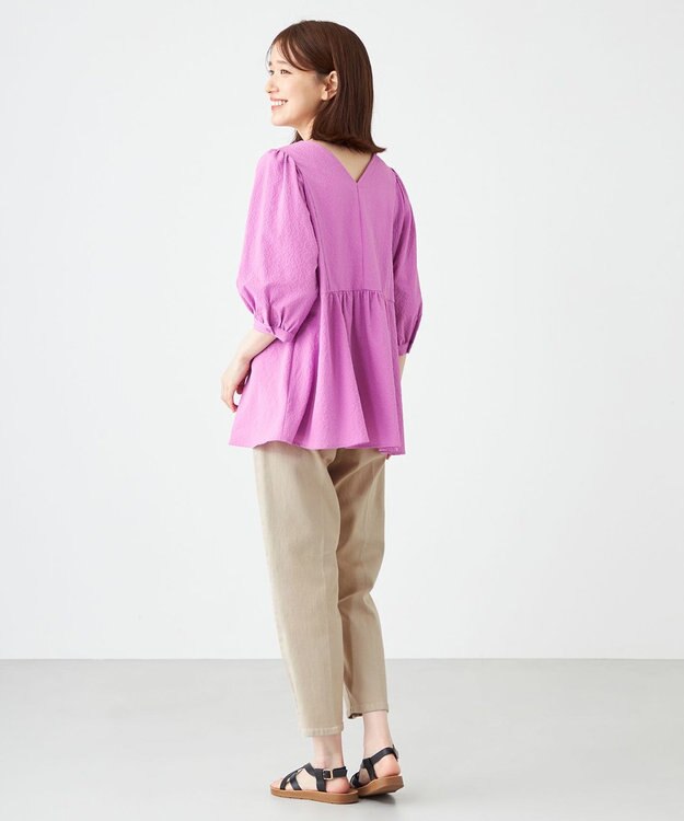 SHARE PARK LADIES ソフトタッチギャザーブラウス ピンク系