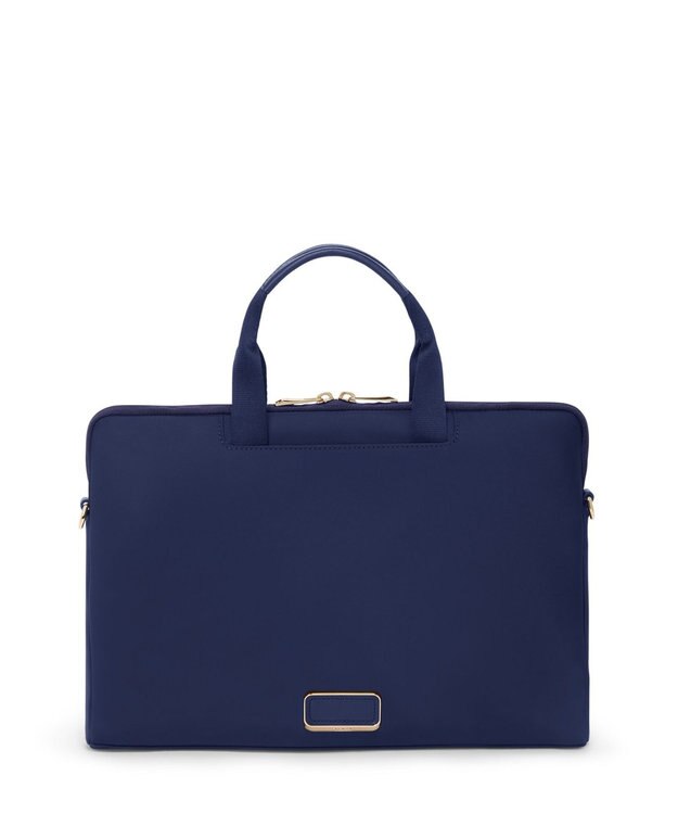 TUMI VOYAGEUR 「ダコタ」ラップトップ・クロスボディ インディゴ/ライト ゴールド