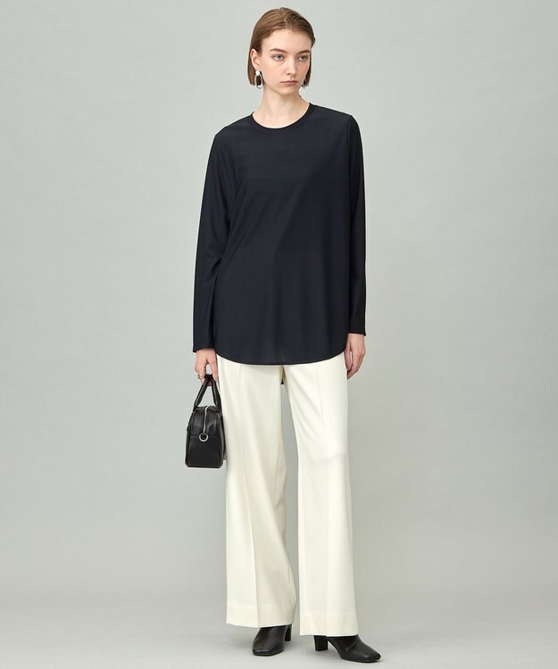 ICB 【洗える】 トリアセボディシェルピーチ ワイドパンツ オフホワイト系