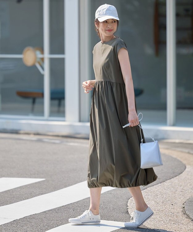 ANY 【撥水/2WAY】ドロストワンピース カーキ