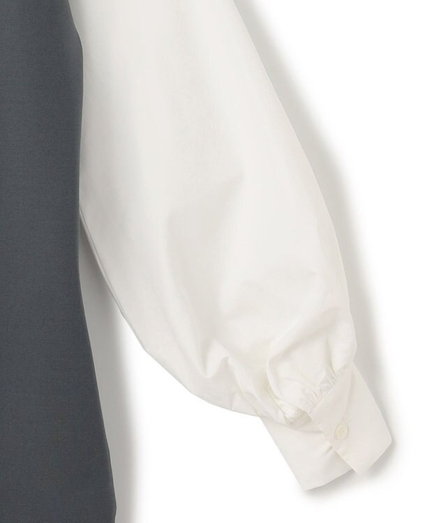 ICB L 【WEB限定・洗える】ストレッチポンチ ドッキングワンピース ダルブルー系